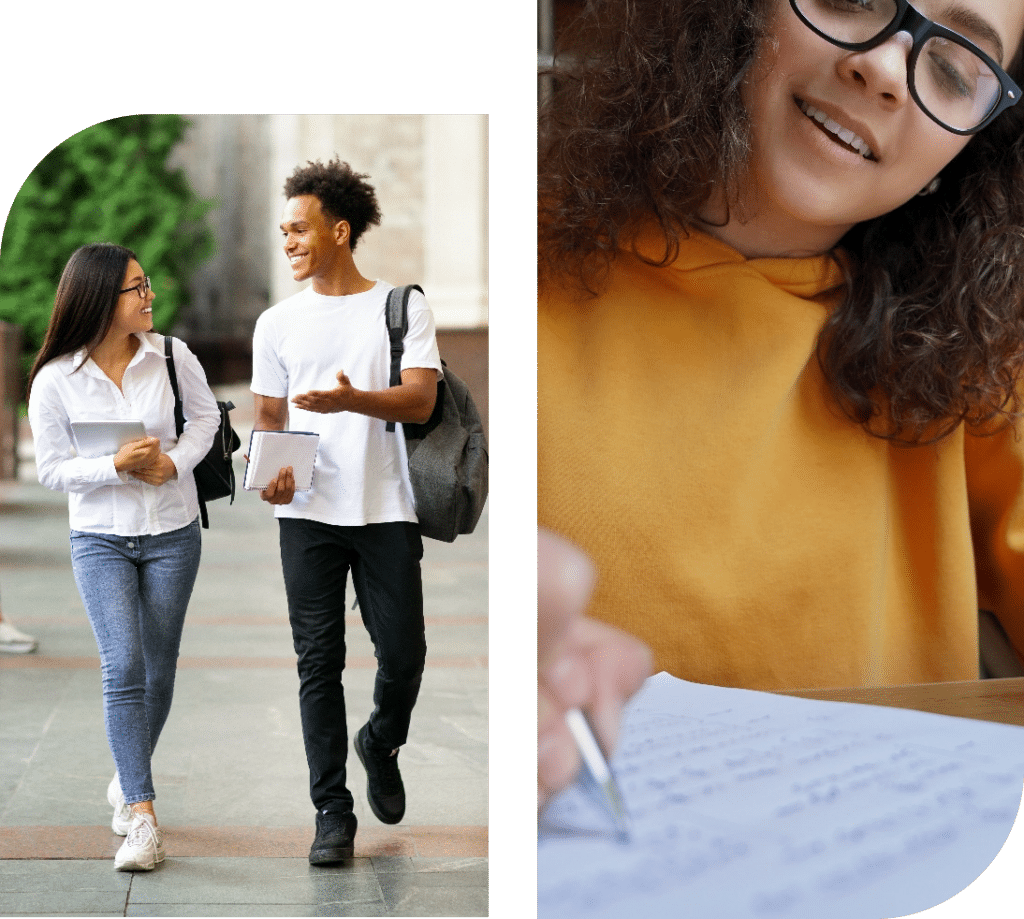 Students Chatting and Writing